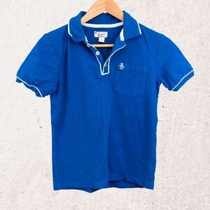 Original Penguin Blue Polo Shirt with Contrast Trim